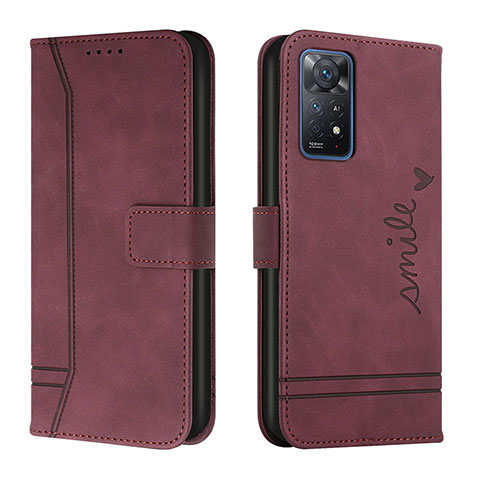 Funda de Cuero Cartera con Soporte Carcasa H01X para Xiaomi Redmi Note 11 Pro 5G Rojo