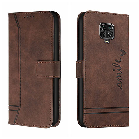 Funda de Cuero Cartera con Soporte Carcasa H01X para Xiaomi Redmi Note 9 Pro Max Marron