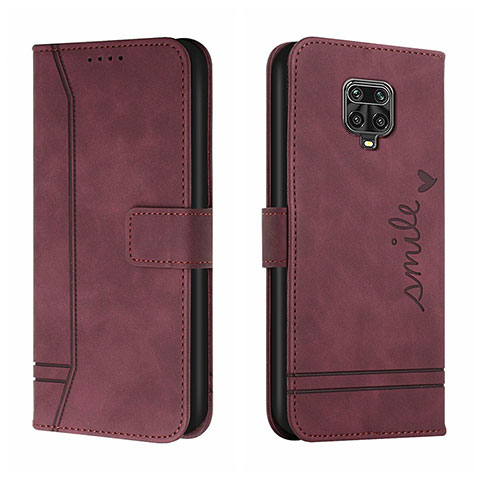 Funda de Cuero Cartera con Soporte Carcasa H01X para Xiaomi Redmi Note 9 Pro Max Rojo