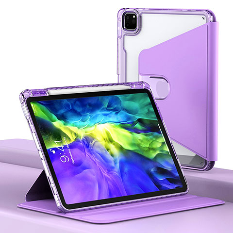 Funda de Cuero Cartera con Soporte Carcasa H02 para Apple iPad Pro 11 (2021) Morado