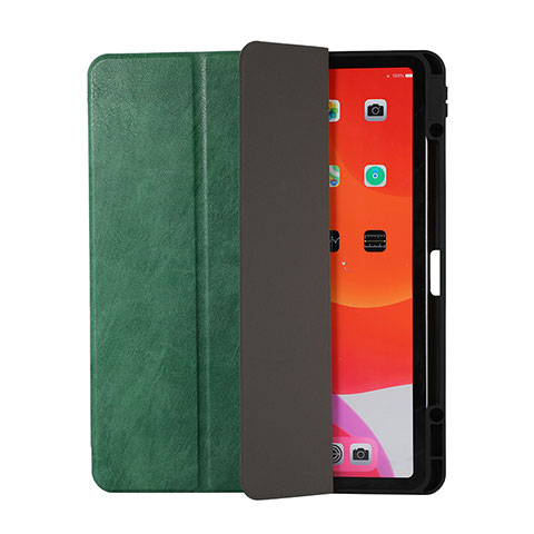 Funda de Cuero Cartera con Soporte Carcasa H02 para Apple iPad Pro 12.9 (2020) Verde