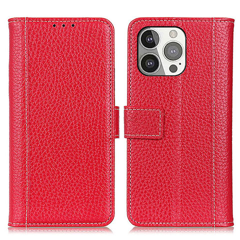 Funda de Cuero Cartera con Soporte Carcasa H02 para Apple iPhone 14 Pro Max Rojo