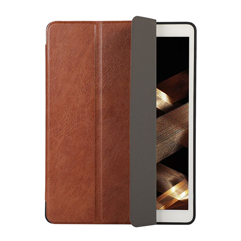 Funda de Cuero Cartera con Soporte Carcasa H02 para Apple New iPad 9.7 (2017) Marron