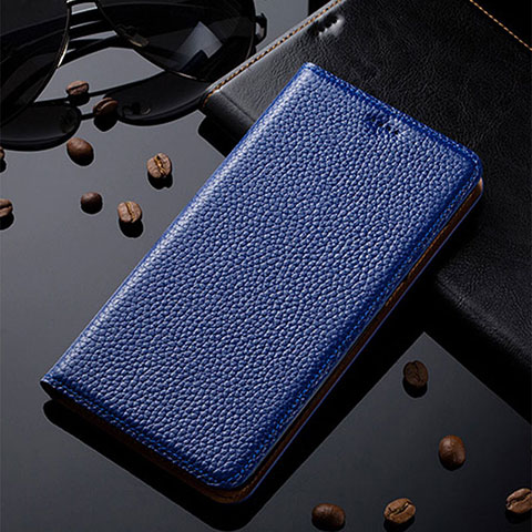 Funda de Cuero Cartera con Soporte Carcasa H02P para Apple iPhone 11 Pro Max Azul