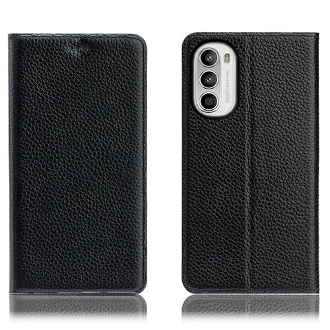 Funda de Cuero Cartera con Soporte Carcasa H02P para Motorola Moto Edge (2022) 5G Negro