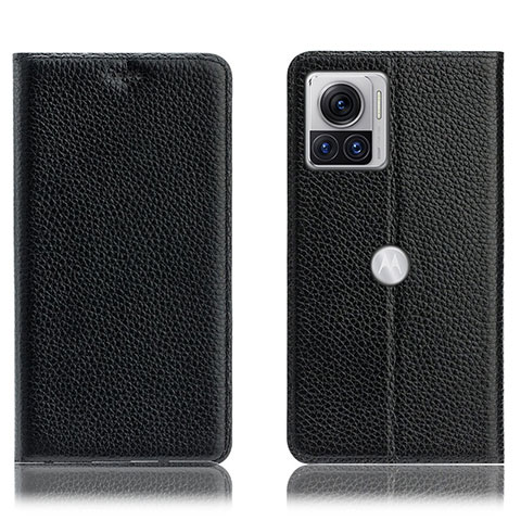 Funda de Cuero Cartera con Soporte Carcasa H02P para Motorola Moto Edge 30 Ultra 5G Negro