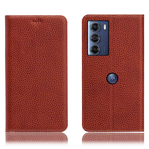 Funda de Cuero Cartera con Soporte Carcasa H02P para Motorola Moto Edge S30 5G Marron