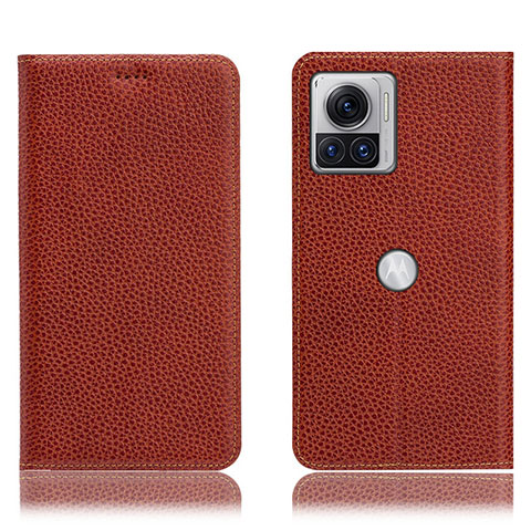 Funda de Cuero Cartera con Soporte Carcasa H02P para Motorola Moto Edge X30 Pro 5G Marron