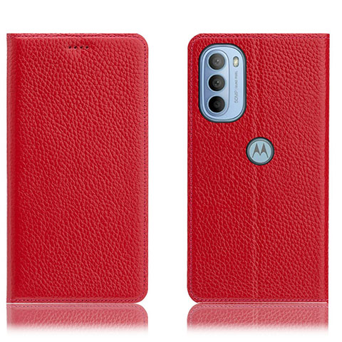 Funda de Cuero Cartera con Soporte Carcasa H02P para Motorola Moto G31 Rojo