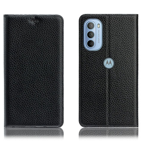 Funda de Cuero Cartera con Soporte Carcasa H02P para Motorola Moto G41 Negro