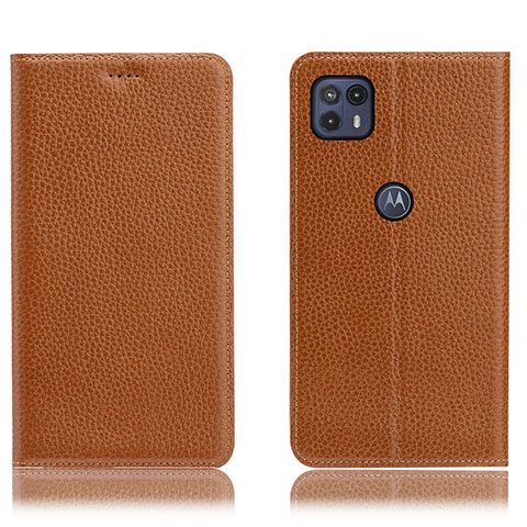 Funda de Cuero Cartera con Soporte Carcasa H02P para Motorola Moto G50 5G Marron Claro