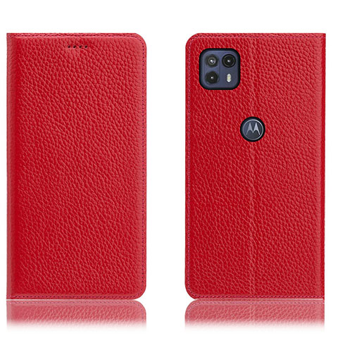 Funda de Cuero Cartera con Soporte Carcasa H02P para Motorola Moto G50 5G Rojo