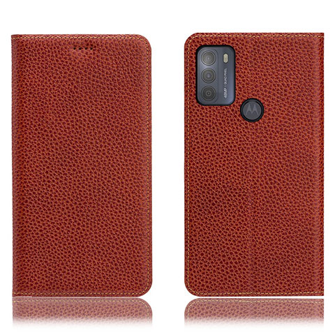 Funda de Cuero Cartera con Soporte Carcasa H02P para Motorola Moto G50 Marron