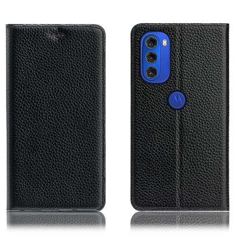 Funda de Cuero Cartera con Soporte Carcasa H02P para Motorola Moto G51 5G Negro