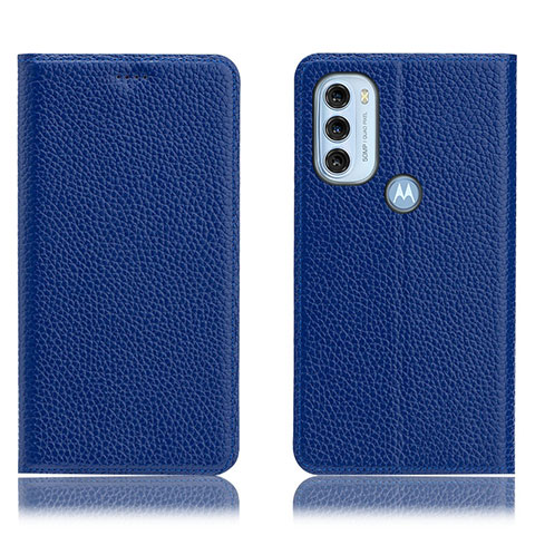 Funda de Cuero Cartera con Soporte Carcasa H02P para Motorola Moto G71 5G Azul