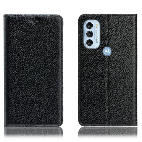 Funda de Cuero Cartera con Soporte Carcasa H02P para Motorola Moto G71 5G Negro