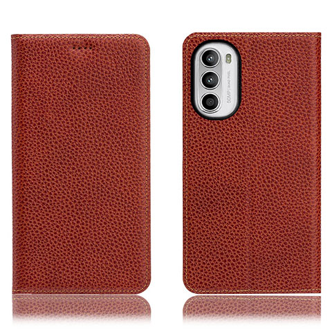 Funda de Cuero Cartera con Soporte Carcasa H02P para Motorola Moto G71s 5G Marron