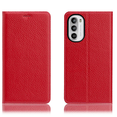 Funda de Cuero Cartera con Soporte Carcasa H02P para Motorola Moto G82 5G Rojo