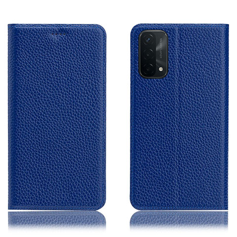 Funda de Cuero Cartera con Soporte Carcasa H02P para Oppo A54 5G Azul