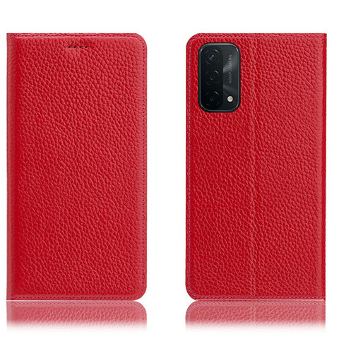 Funda de Cuero Cartera con Soporte Carcasa H02P para Oppo A54 5G Rojo