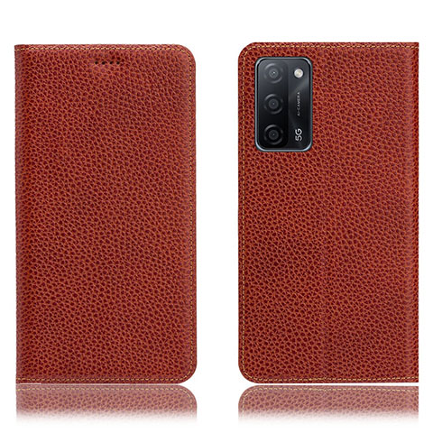 Funda de Cuero Cartera con Soporte Carcasa H02P para Oppo A55 5G Marron