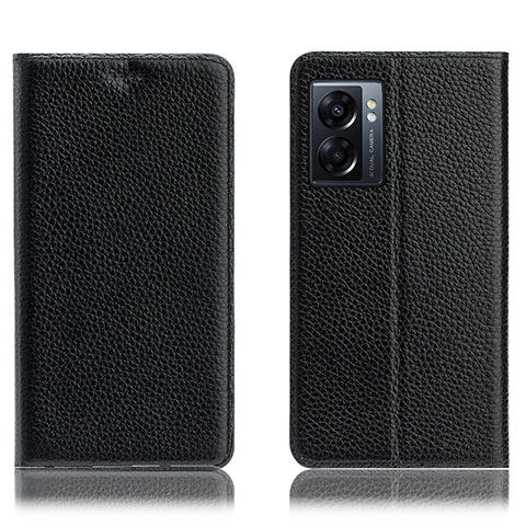 Funda de Cuero Cartera con Soporte Carcasa H02P para Oppo A56S 5G Negro