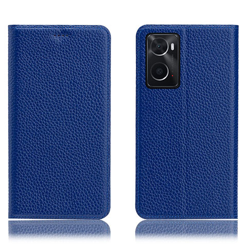 Funda de Cuero Cartera con Soporte Carcasa H02P para Oppo A76 Azul