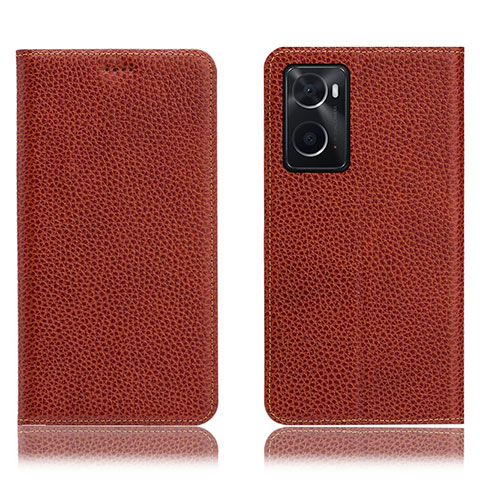 Funda de Cuero Cartera con Soporte Carcasa H02P para Oppo A76 Marron