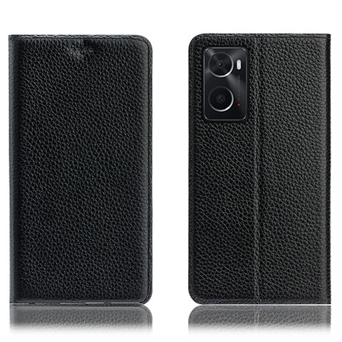 Funda de Cuero Cartera con Soporte Carcasa H02P para Oppo A76 Negro