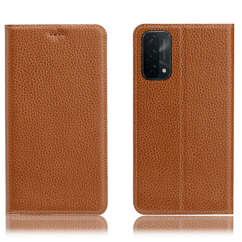 Funda de Cuero Cartera con Soporte Carcasa H02P para Oppo A93 5G Marron Claro