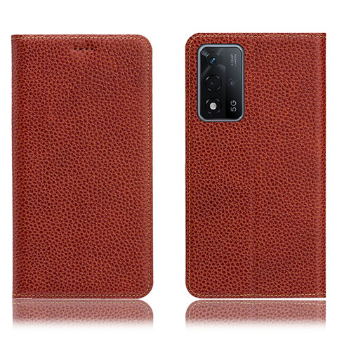 Funda de Cuero Cartera con Soporte Carcasa H02P para Oppo A93s 5G Marron