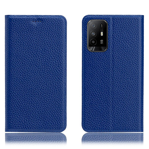 Funda de Cuero Cartera con Soporte Carcasa H02P para Oppo A95 5G Azul