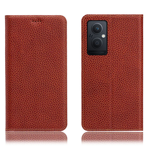 Funda de Cuero Cartera con Soporte Carcasa H02P para Oppo A96 5G Marron