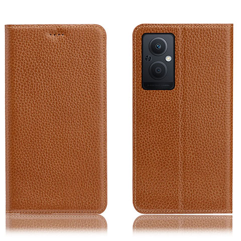 Funda de Cuero Cartera con Soporte Carcasa H02P para Oppo F21 Pro 5G Marron Claro