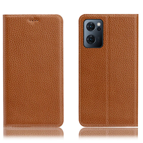 Funda de Cuero Cartera con Soporte Carcasa H02P para Oppo Find X5 Lite 5G Marron Claro