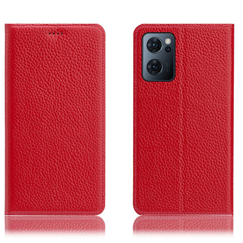 Funda de Cuero Cartera con Soporte Carcasa H02P para Oppo Find X5 Lite 5G Rojo