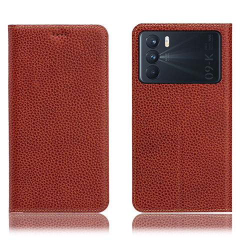 Funda de Cuero Cartera con Soporte Carcasa H02P para Oppo K9 Pro 5G Marron