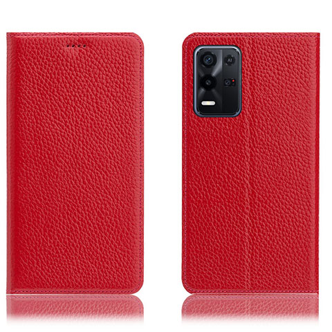 Funda de Cuero Cartera con Soporte Carcasa H02P para Oppo K9X 5G Rojo