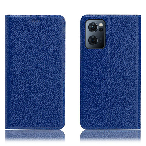 Funda de Cuero Cartera con Soporte Carcasa H02P para Oppo Reno7 5G Azul