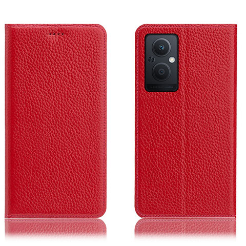 Funda de Cuero Cartera con Soporte Carcasa H02P para Oppo Reno7 Lite 5G Rojo