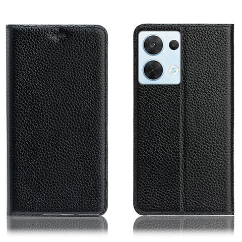 Funda de Cuero Cartera con Soporte Carcasa H02P para Oppo Reno9 5G Negro