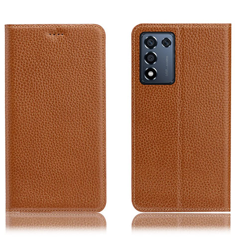 Funda de Cuero Cartera con Soporte Carcasa H02P para Realme Q3s 5G Marron Claro