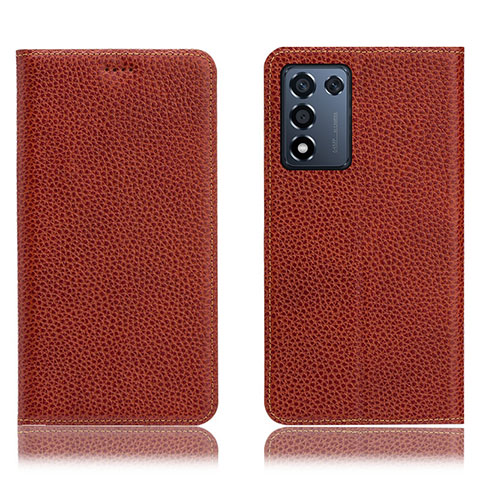 Funda de Cuero Cartera con Soporte Carcasa H02P para Realme Q3t 5G Marron