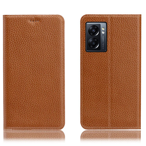 Funda de Cuero Cartera con Soporte Carcasa H02P para Realme Q5i 5G Marron Claro