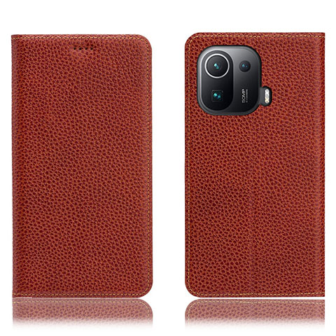 Funda de Cuero Cartera con Soporte Carcasa H02P para Xiaomi Mi 11 Pro 5G Marron