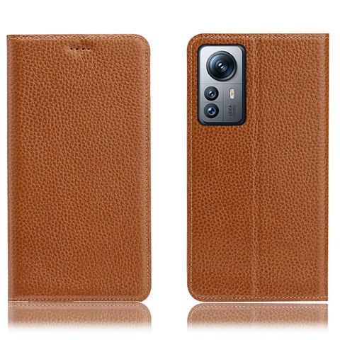 Funda de Cuero Cartera con Soporte Carcasa H02P para Xiaomi Mi 12S 5G Marron Claro