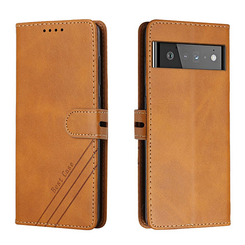 Funda de Cuero Cartera con Soporte Carcasa H02X para Google Pixel 6 5G Marron Claro