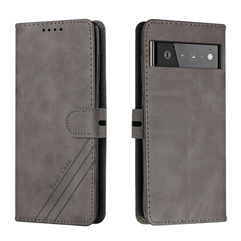 Funda de Cuero Cartera con Soporte Carcasa H02X para Google Pixel 6 Pro 5G Gris