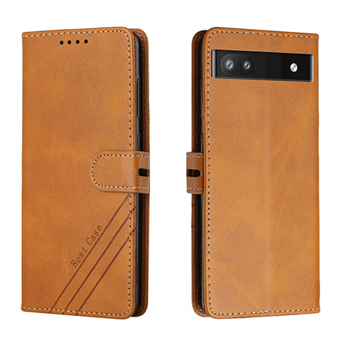 Funda de Cuero Cartera con Soporte Carcasa H02X para Google Pixel 6a 5G Marron Claro