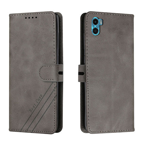 Funda de Cuero Cartera con Soporte Carcasa H02X para Motorola Moto E22S Gris